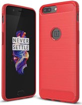 OnePlus 5 Hoesje Geborsteld TPU Rood