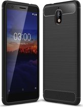 Nokia 3.1 Geborsteld TPU Hoesje Zwart