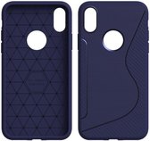 Apple iPhone X - Carbon TPU Hoesje Blauw