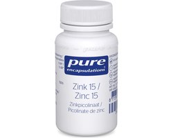 Pure Encapsulations Zink 15 - Zinkpicolinaat 75mg bevat 15mg Zink - Voor het Immuunsysteem en het Zuur-base-evenwicht - 60 Capsules - 60 stuks