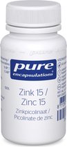 Pure Encapsulations - Zink 15 - Zinkpicolinaat 75mg bevat 15mg Zink - Voor het Immuunsysteem en het ­Zuur-base-evenwicht - 60 Capsules