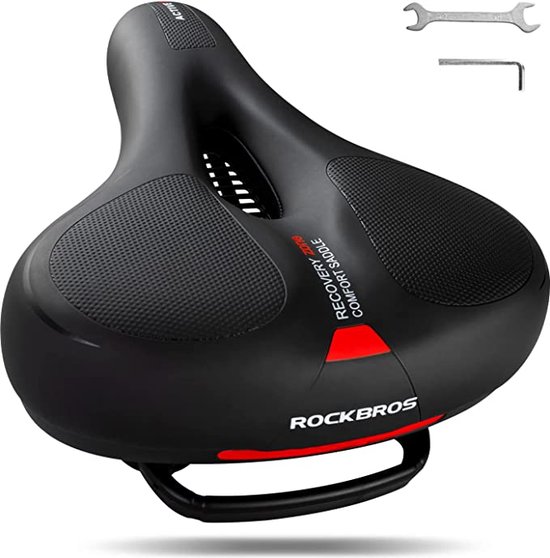 ROCKBROS Fietszadel - Dames en Heren Ergonomisch Fietsstoeltje - Comfortabel Soft Gelzadel MTB Racefiets - Ademend -Waterdicht - Zwart Rood