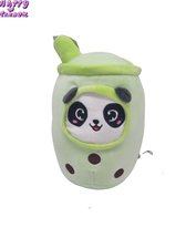 Happy Trendz® Boba Bubble Tea Pluche Groen / Green panda model - Groen Green 23 cm pluche Slaap kussen Knuffel Tea Pluche panda pink - Cadeau - Gift - MustHave Fan