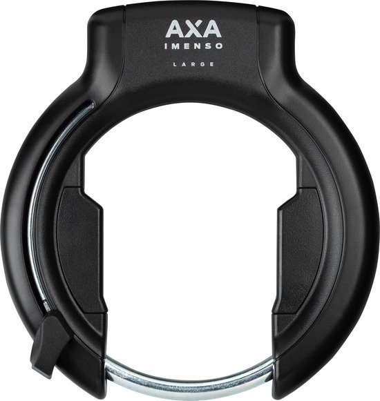AXA Imenso Large retractable- Ringslot voor fietsen met brede banden – Frameslot - Met plug-in mogelijkheid - Zwart