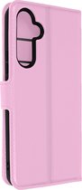 Geschikt voor Samsung Galaxy A54 5G Hoesje Video Support Litchi Kunstleer Portemonnee roze