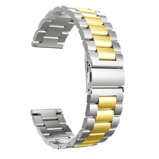 SmartphoneClip® Horlogeband - Metaal Schakel - 22mm - Zilver Goud - Horlogebandjes