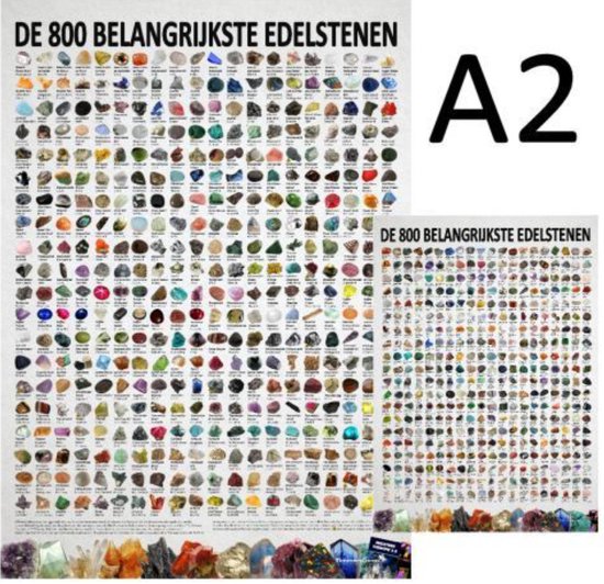 A2 Poster met de 800 belangrijkste edelstenen