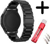 Smartwatch bandje 22mm - Titanium horlogeband geschikt voor Samsung Galaxy Watch 46mm / Watch 3 45mm / Gear S3 Classic & Frontier - Fossil / Polar Vantage M / M2 / V3 / Grit X / Grit X Pro - Amazfit GTR 47mm / GTR 2 / GTR 3 - zwart