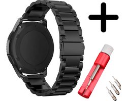 Smartwatch bandje 22mm - Titanium horlogeband geschikt voor Samsung Galaxy Watch 46mm / Watch 3 45mm / Gear S3 Classic & Frontier - Fossil / Polar Vantage M / M2 / M3 / V3 / Grit X / Grit X Pro - Amazfit GTR 47mm / GTR 2 / GTR 3 - zwart