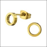 Aramat jewels ® - Zweerknopjes open cirkel goudkleurig staal dames 10mm
