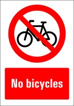 No bicycles bord - kunststof 210 x 297 mm
