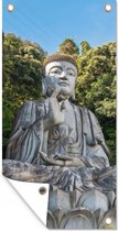 Schuttingposter Boeddha beelden - Jungle - Buddha - Spiritualiteit - Mediteren - 100x200 cm - Tuindoek