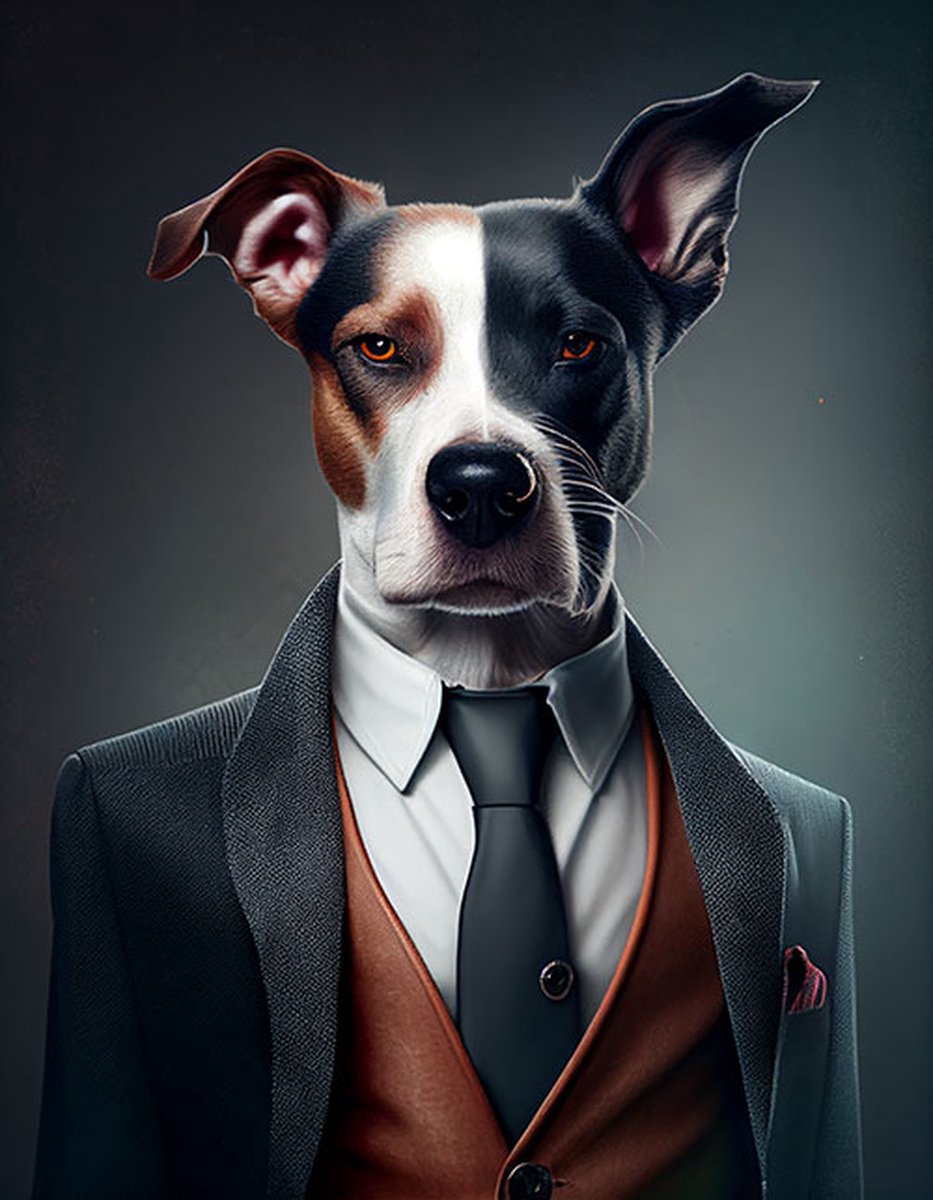 AI - Woondecoratie - Poster - Dieren - Hond - Pak - 8 - 50 x 70 cm