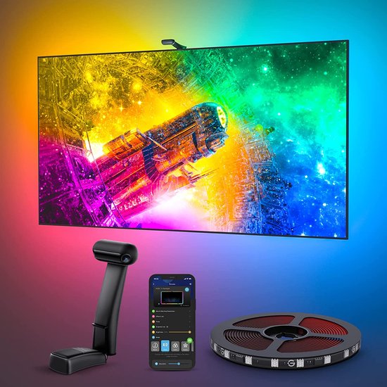 Govee Envisual TV Backlight T2 met dubbele camera voor 55-65 inch Ultradunne TV, RGBIC WiFi TV LED-achtergrondverlichting Compatibel met Alexa en Google Assistant