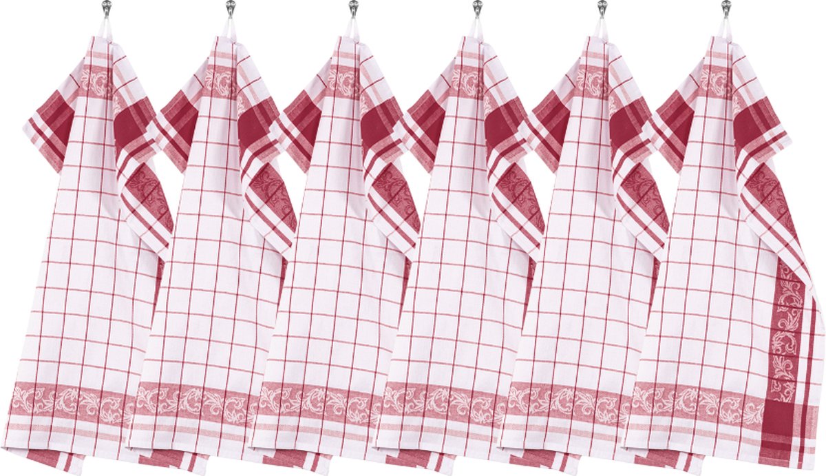 Keukenhanddoek katoen PHARAO 50x70 cm - set/6, rood