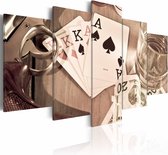Schilderij - Poker nacht, 5 luik, Sepia, 2 maten, Premium print