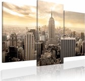 Schilderij - New York City - Ochtendgloren, Beige, 3luik, premium print