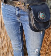 Festival heuptas - crossbody - zwart - leer - unisex - Dames/heren