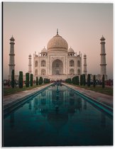 Dibond - Tai Mahal Moskee - India - 30x40 cm Foto op Aluminium (Met Ophangsysteem)