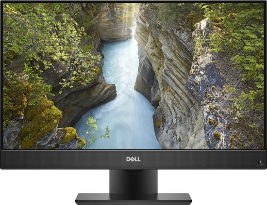 Dell all-in-one pc met landschap op het scherm.