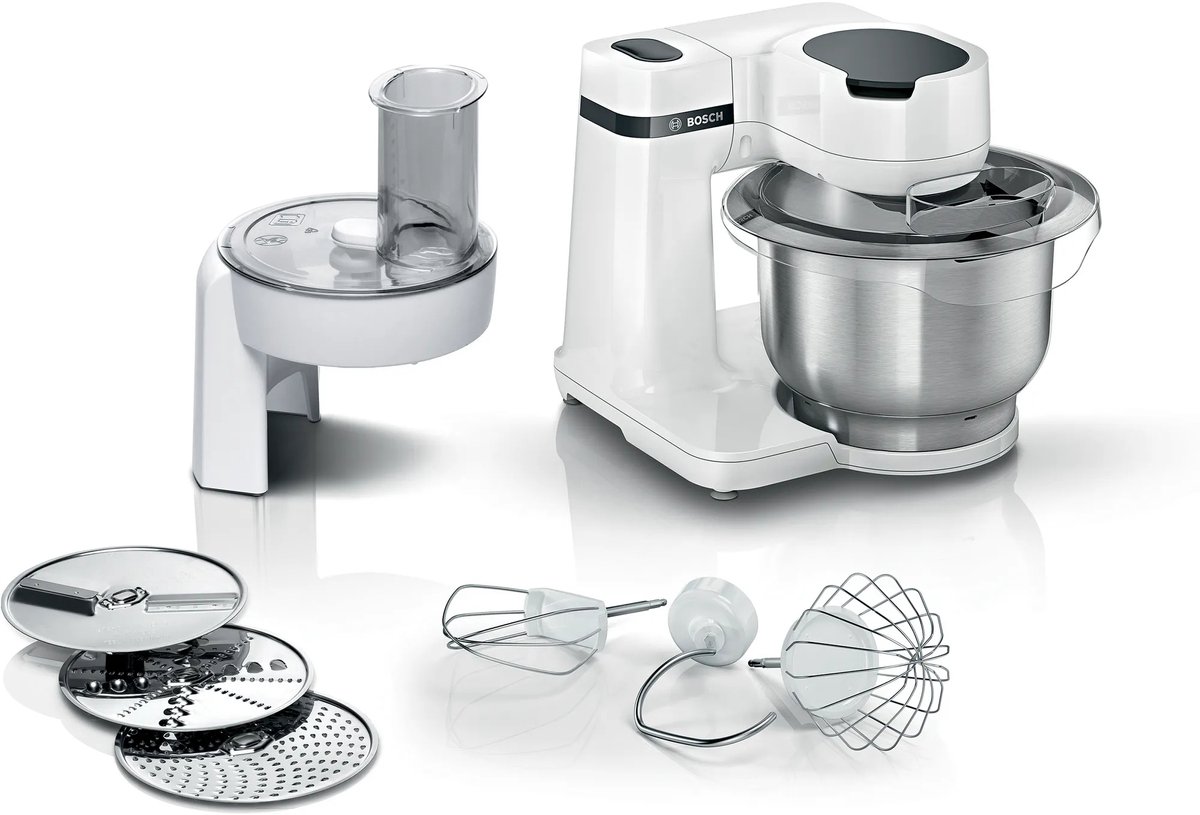 Bol.com Bosch MUM Serie 2 - MUMS2EW01 - Keukenmachine - 700W - 3,8L - 3 Snijschijven - Wit aanbieding