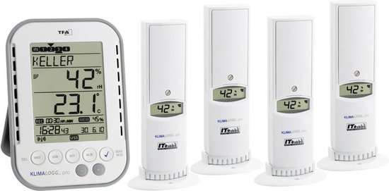 TFA Dostmann mini thermo-hygrometer, 30.5055.02, digitale weergave van temperatuur en luchtvochtigkeit binnen, voor binnenklimaatbewaking, wit, (L) 55 x (B) 15 x (H) 40 mm
