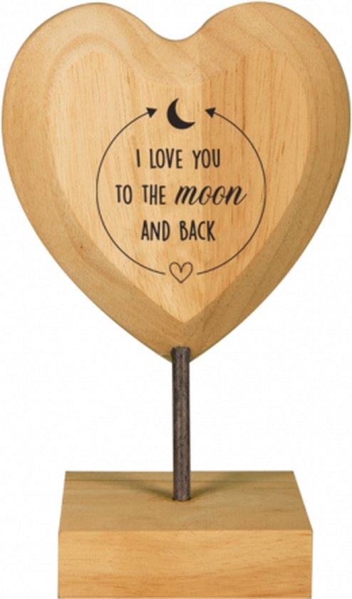 Foto: Valentijn wooden heart i love you to the moon and back lint speciaal voor jou cadeauverpakking