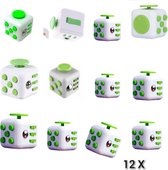 Wonderprice Fidget Uitdeelpakket 12 Stuks - Fidget Cube Kubus Wit Groen - Relief Stress Toys - School - Werk - Onderweg -