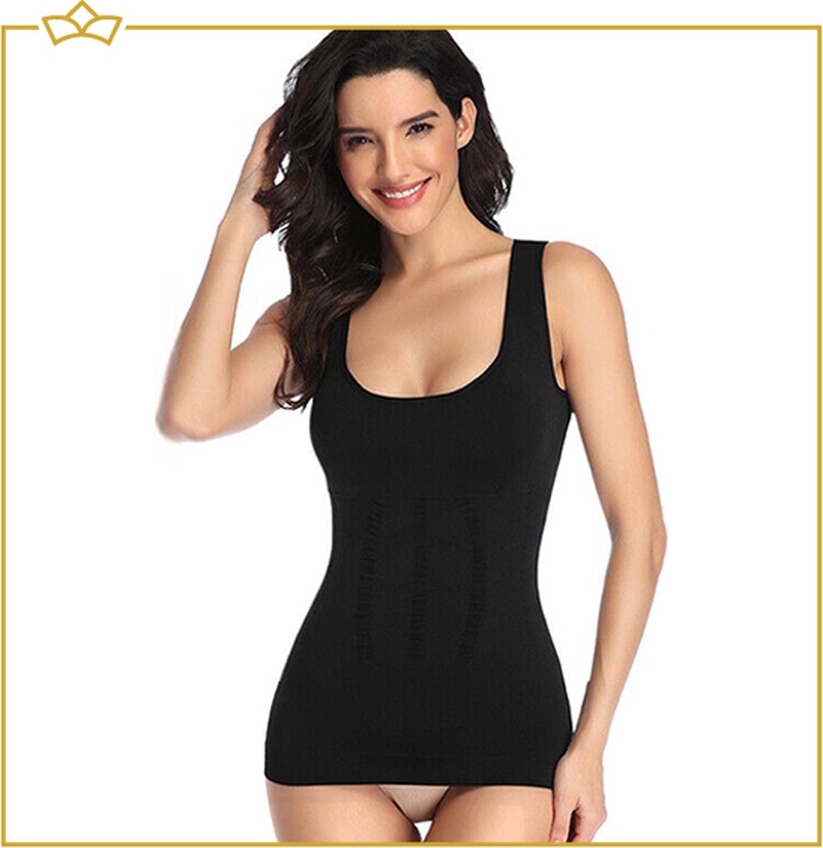 ATTREZZO® Corrigerend hemd dames - shapewear - Maat M - Zwart