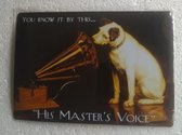 metalen ansichtkaart His master`s voice 15 x 21 cm