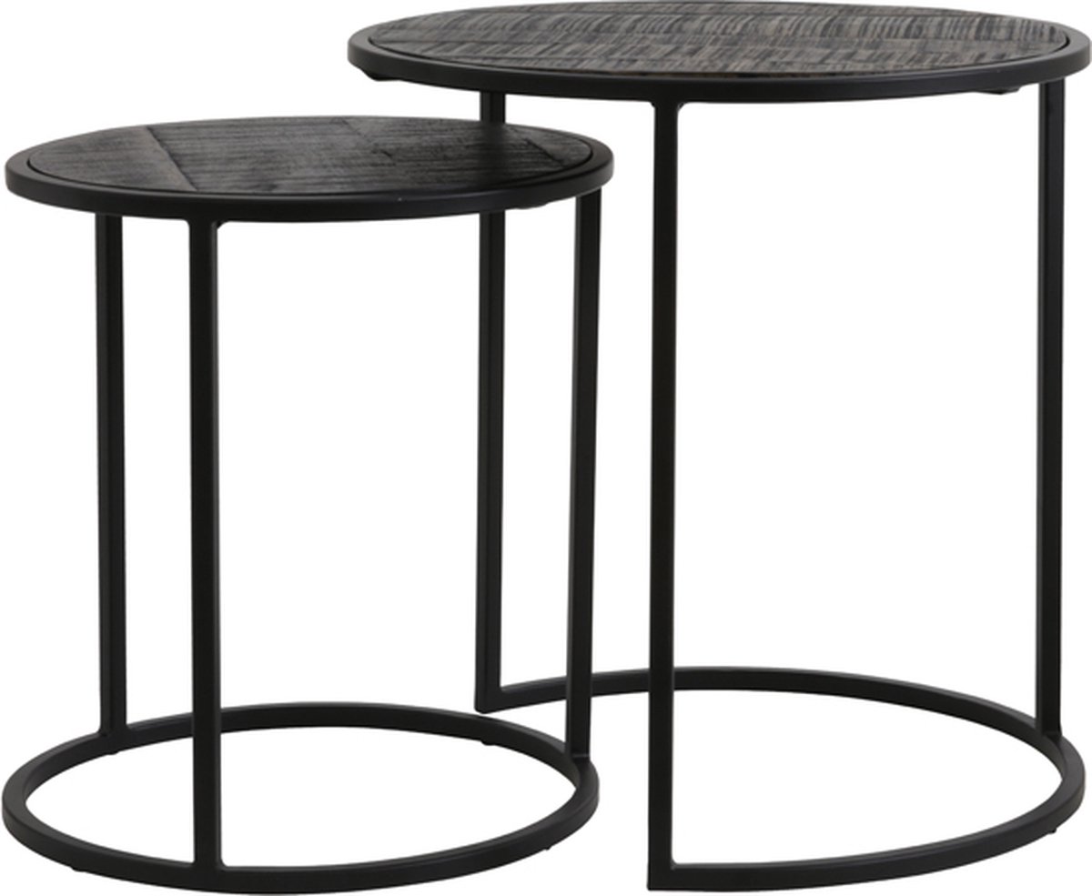 Bijzettafel DOBA - Ø50x52cm - Zwart - Set van 2