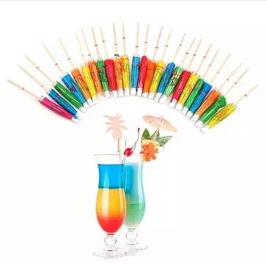 Akyol - 15 x partyprikkers - satéprikkers - Feestje |ijs parasols cocktailprikkers |hawaii gekleurde ijs parasols prikkers |parasol cocktail prikkers - Verjaardag - cocktailprikkers - Feest prikkers - cocktailprikkers – gemixt – paraplu – stra