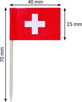 Akyol - 10 x cocktailprikkers Zwitserse vlag - cocktailprikkers vlag - party prikkers - Zwitserland prikker - verjaardag – Zwitserland - Prikkers–feestprikkers – feest