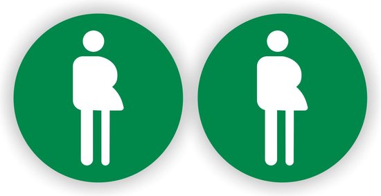 Gender neutraal WC pictogram sticker set 2 stuks groen