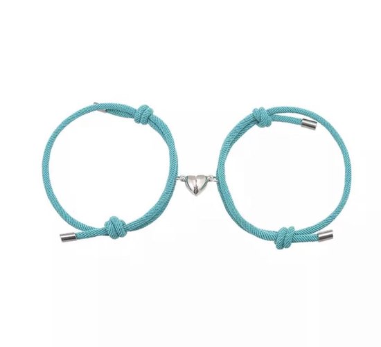 Akyol - Blauwe hartjes armband Armband - valentijnsdag - valentijn - cadeau valentijn - koppel armband - armband voor hem en haar - armband - vriendschap armband - vriendschapsarmband voor 2 - Sieraden - 2 stuks - valentijn - magneet armband