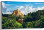 Hout - ''Piramide van de Tovenaar'' Yucatan, Mexico - 90x60 cm - 9 mm dik - Foto op Hout (Met Ophangsysteem)
