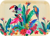 Dienblad TROPICANA - Geel / Multicolor - Kunststof - 42 x 31 cm - Flamingo - Papegaai - Toekan