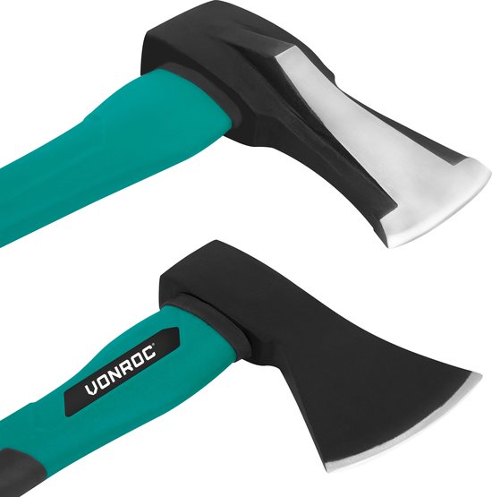 VONROC Kloofbijl en handbijl set - gehard stalen kop - glasvezel steel - 79cm - 3900gr/35cm - 950gr van VONROC — afbeelding 2