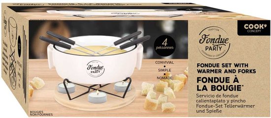 Cook Concept Chocolade of kaas fondue - met 4 vorken - wit - porselein - voor 4 personen - 23 x 7 cm schaal van cook-concept — afbeelding 5