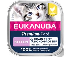 16x Eukanuba Kattenvoer Nat Premium Paté Graanvrij Kitten Kip 85 gr