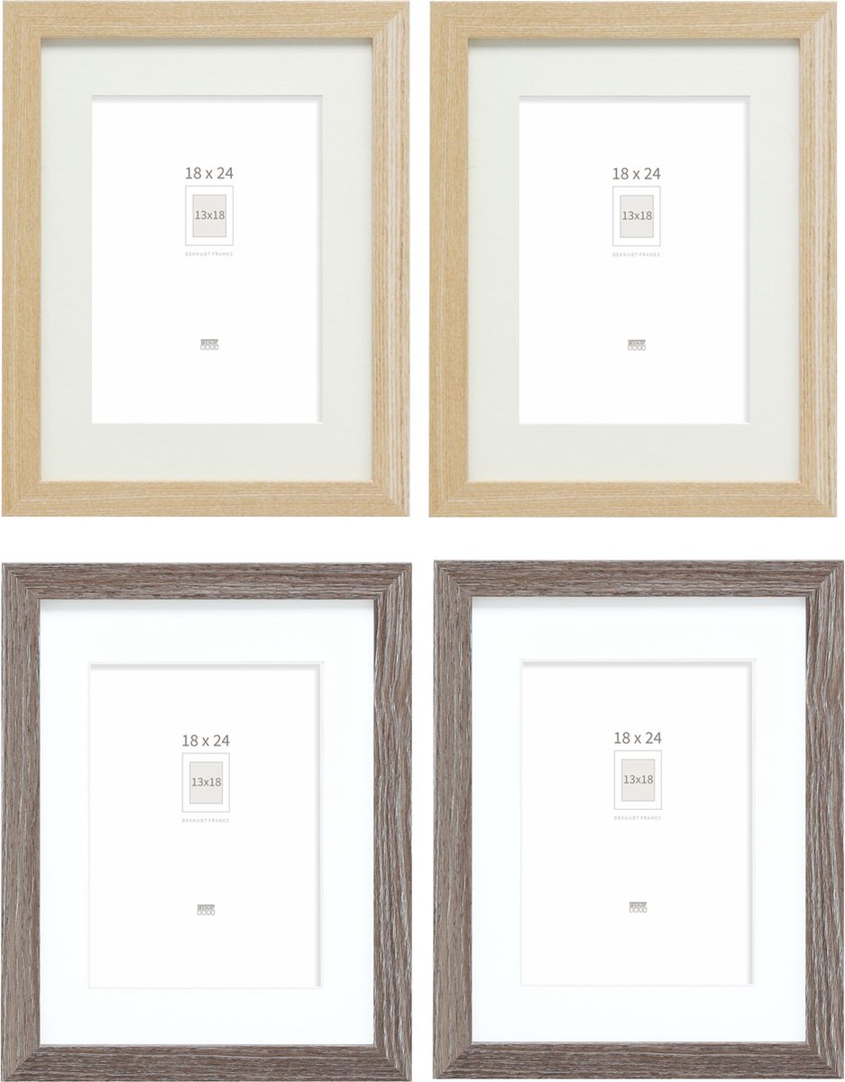 Deknudt Frames fotowand S66KMP 1 - 4 fotokaders - foto 13x18/18x24 cm naturel