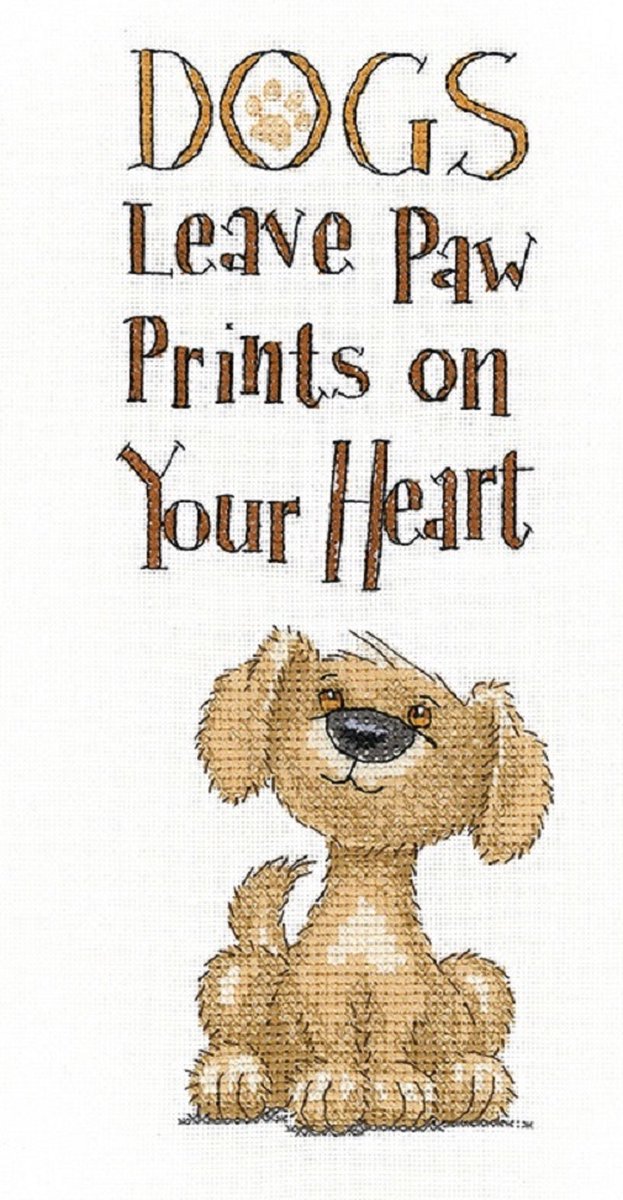 Heritage Crafts Paw Prints borduren (pakket) 1457A