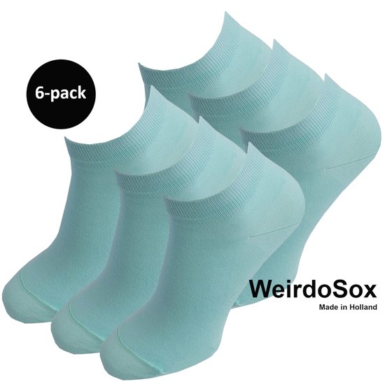 WeirdoSox Bamboe naadloze sneaker sokken Mint Groen - Anti zweet - Anti bacterieel - Dames en heren - 6 Paar - Maat 43/46