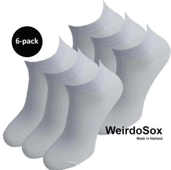 WeirdoSox Bamboe naadloze sneaker sokken Wit - Anti zweet - Anti bacterieel - Dames en heren - 6 Paar - Maat 47/50