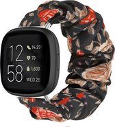 Bracelet Strap-it Smartwatch - Bracelet en nylon Scrunchie - convient pour Fitbit Versa 3 / Fitbit Sense - imprimé floral