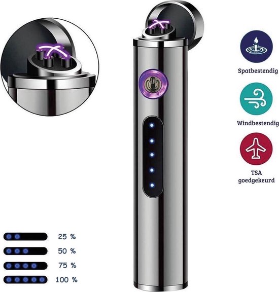 Plasma USB aansteker elektrisch oplaadbaar arc LED *ELECTRIC ZWART* | Elektrische aansteker | xxlshop.nl