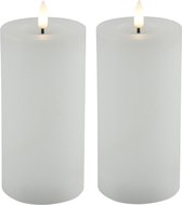 Bougies/bougies piliers Countryfield Lyon LED - 2x - blanc - D7,5 x H15 cm - minuterie