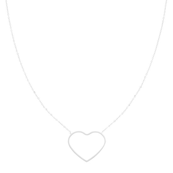 OOZOO Jewellery - zilverkleurige ketting met groot hart - SN-2027