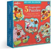 Puzzle eeBoo, prêt à grandir, ensemble le temps. 3,4,6,9 & 12 pièces