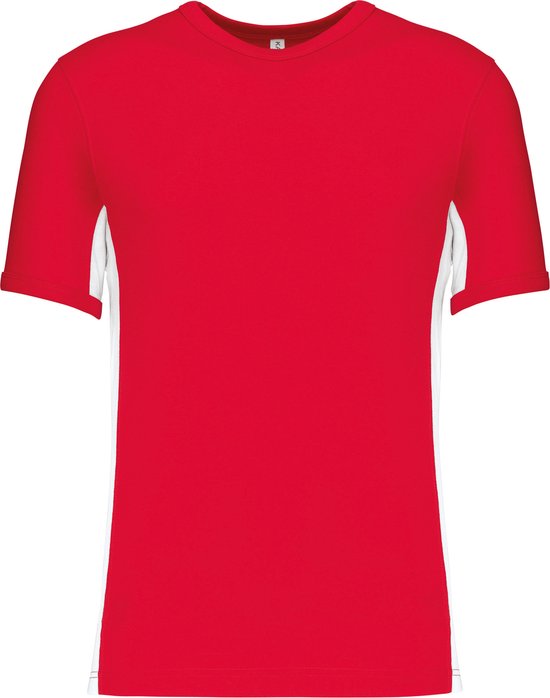 Chemise de sport homme bicolore ' Tiger' à col rond Rouge/ White - M
